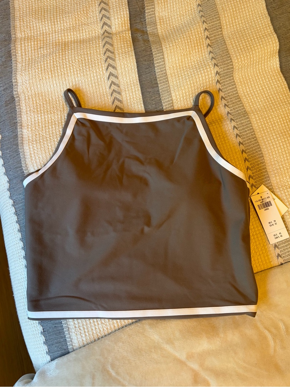 Abercrombie & Fitch YPB sculptLUX Brown Tank Top with White Trim